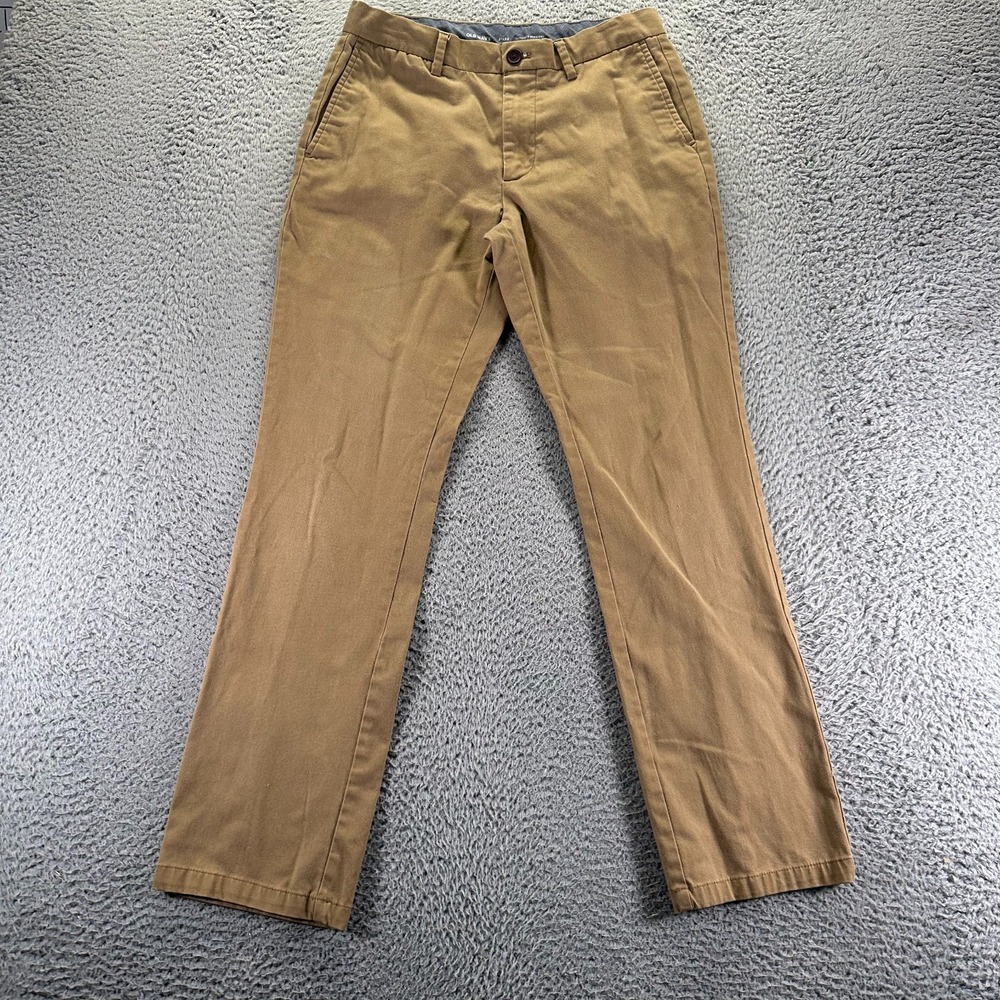 Old Navy Built-in Flex Pant Men's 31x32 Brown Cotton Khakis Straight Leg Stretch